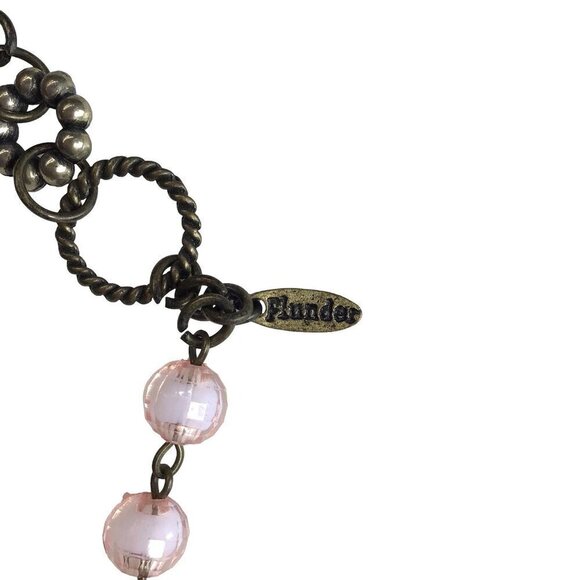 Plunder Lariat Necklace Mixed Metals Bird Flower Beaded - Picture 3 of 3